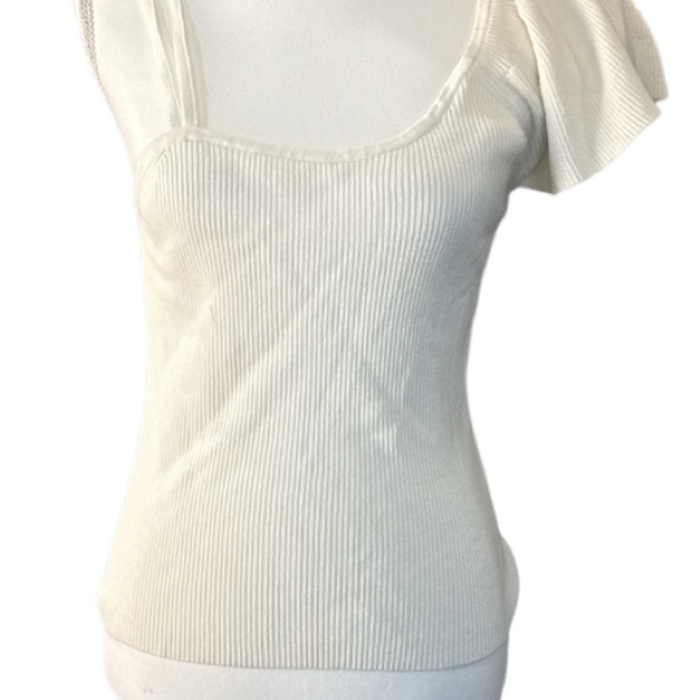 Maeve by Anthropologie Cream Ribbed Tank Top size L